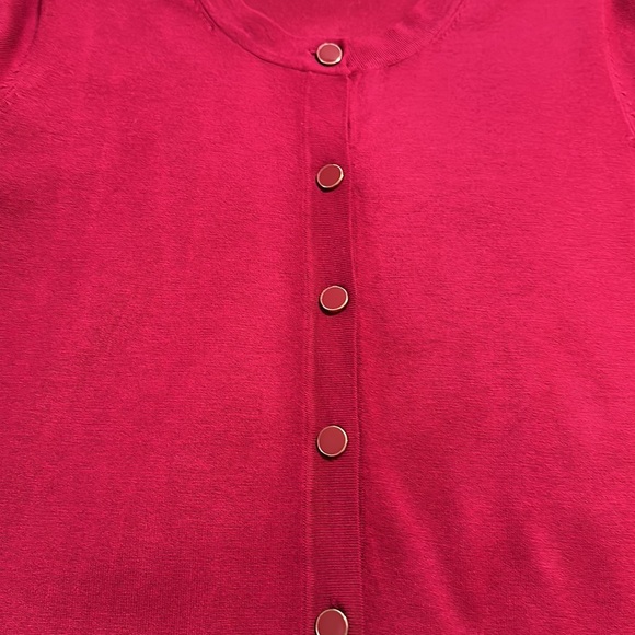 Audrey & Grace Raspberry Crew Neck Button Front Cardigan Sweater, Size XL - Picture 4 of 6